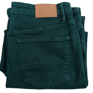 Judy Blue High Rise Cropped Jeans Womens 32 33X23‎ Garment Dyed Teal Green Wide